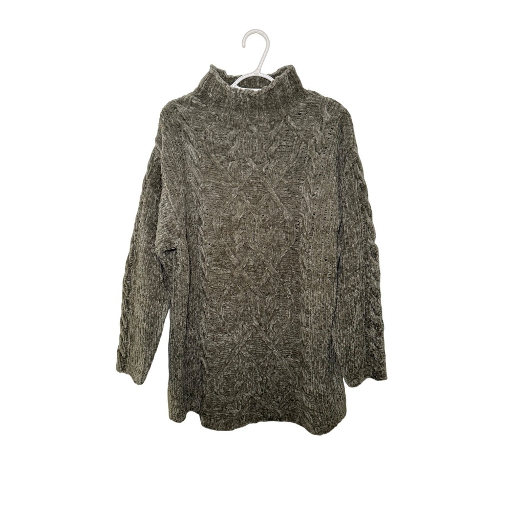 EXPRESS TRICOT Cable Knit Chenille Turtleneck Sweater Mens Medium Preppy Classic